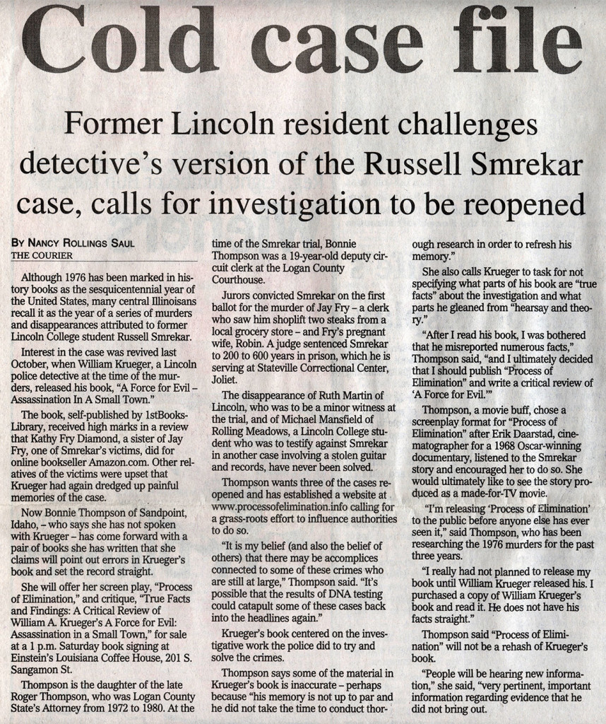 Newspaper article about a cold case investigation.