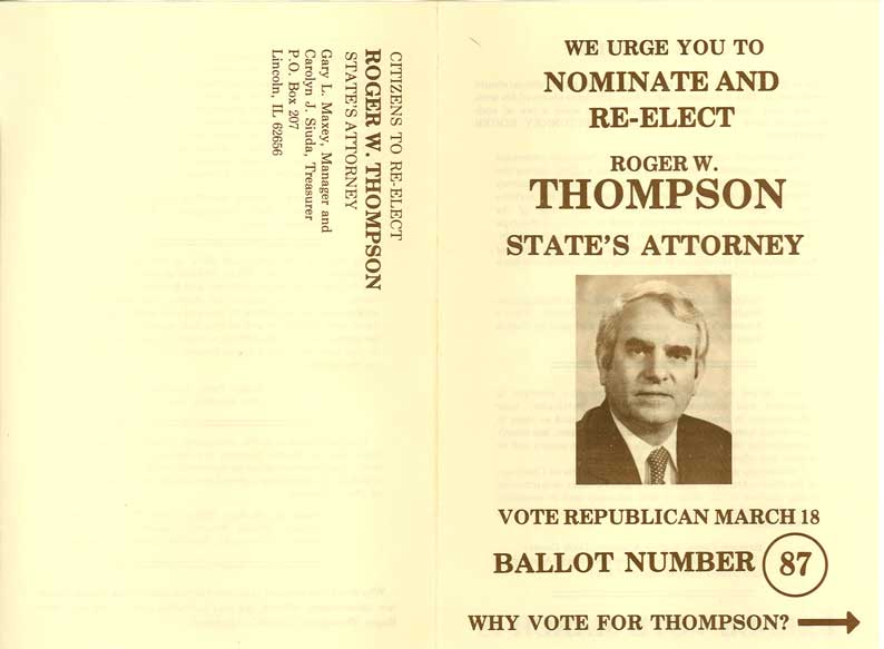 Campaign flyer for state's attorney election.