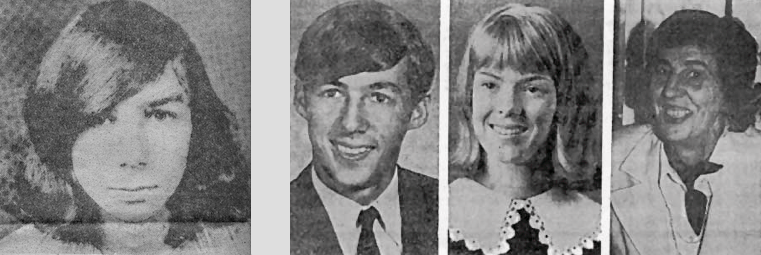 Four black-and-white portraits of young individuals.