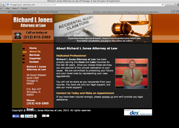 A smaller Richard L Jones Attorney at Law website screenshot